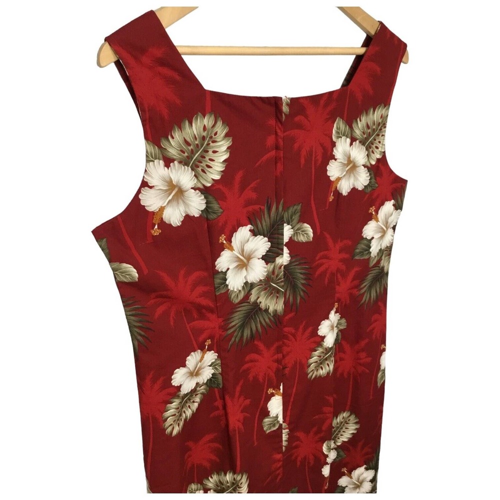 New Pacific Legend Tropical Hibiscus Monstera Hawaiian Tank Maxi Dress Red XL - Picture 7 of 11